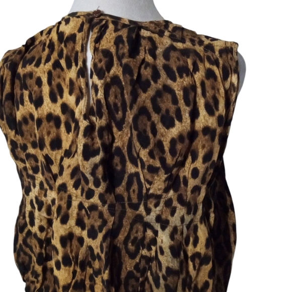 Authentic Michael Kors Made in Italy Pleated Cropped Leopard Print Tank Size 10 - Picture 5 of 6